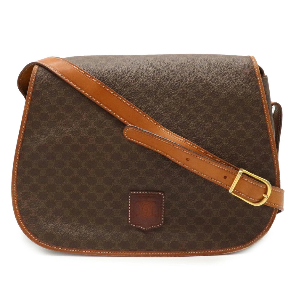 Celine Macadam Crossbody Bag leather dark brown